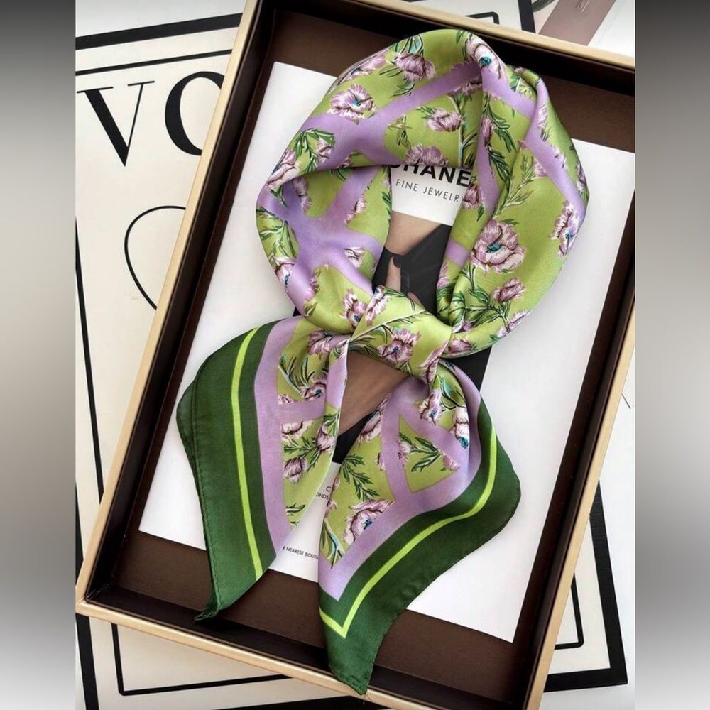 Floral Green and Purple Scarf S8